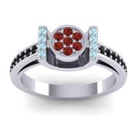 Garnet Fashion Ring In Platinum With Aquamarine And Black Onyx – Inodaya Statement Ring