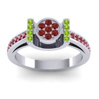 Garnet Fashion Ring In 18k White Gold With Peridot And Ruby – Inodaya Statement Ring