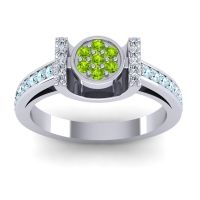 Peridot Fashion Ring In Palladium With Diamond And Aquamarine – Inodaya Statement Ring