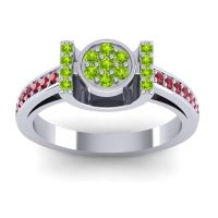 Peridot Fashion Ring In 18k White Gold With Ruby – Inodaya Statement Ring