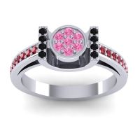 Pink Tourmaline Fashion Ring In Platinum With Black Onyx And Ruby – Inodaya Statement Ring