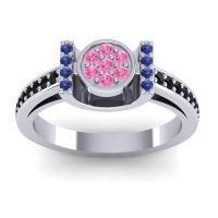 Pink Tourmaline Fashion Ring In Palladium With Blue Sapphire And Black Onyx – Inodaya Statement Ring