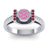 Pink Tourmaline Fashion Ring In 14k White Gold With Ruby And Diamond – Inodaya Statement Ring