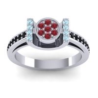 Ruby Fashion Ring In Platinum With Aquamarine And Black Onyx – Inodaya Statement Ring