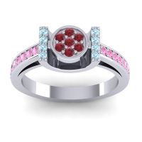 Ruby Fashion Ring In Platinum With Aquamarine And Pink Tourmaline – Inodaya Statement Ring