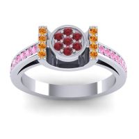 Ruby Fashion Ring In Platinum With Citrine And Pink Tourmaline – Inodaya Statement Ring