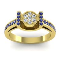 Diamond Fashion Ring In 14k Yellow Gold With Blue Sapphire – Inodaya Statement Ring