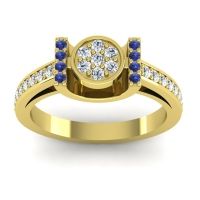 Diamond Fashion Ring In 14k Yellow Gold With Blue Sapphire And Lab Diamond – Inodaya Statement Ring