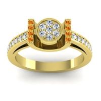 Lab Diamond Fashion Ring In 14k Yellow Gold With Citrine And Diamond – Inodaya Statement Ring
