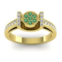 Emerald Fashion Ring In 14k Yellow Gold With Lab Diamond – Inodaya Statement Ring