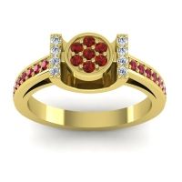 Garnet Fashion Ring In 18k Yellow Gold With Lab Diamond And Ruby – Inodaya Statement Ring