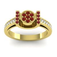 Garnet Fashion Ring In 14k Yellow Gold With Ruby And Diamond – Inodaya Statement Ring