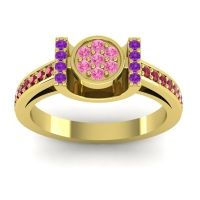 Pink Tourmaline Fashion Ring In 18k Yellow Gold With Amethyst And Ruby – Inodaya Statement Ring