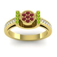 Ruby Fashion Ring In 14k Yellow Gold With Peridot And Diamond – Inodaya Statement Ring