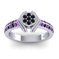 Black Onyx Fashion Ring In 14k White Gold With Amethyst – Kusumina Simple Ring