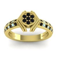 Black Onyx Fashion Ring In 14k Yellow Gold With Aquamarine – Kusumina Simple Ring