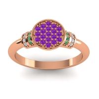 Amethyst Fashion Ring In 18K Rose Gold With Emerald And Lab Diamond – Vedika Statement Ring