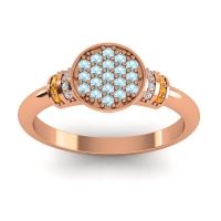 Aquamarine Fashion Ring In 18K Rose Gold With Lab Diamond And Citrine – Vedika Statement Ring