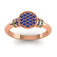 Blue Sapphire Fashion Ring In 14K Rose Gold With Emerald – Vedika Statement Ring
