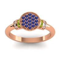 Blue Sapphire Fashion Ring In 18K Rose Gold With Peridot And Lab Diamond – Vedika Statement Ring