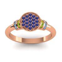 Blue Sapphire Fashion Ring In 18K Rose Gold With Peridot And Swiss Blue Topaz – Vedika Statement Ring