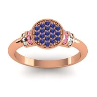 Blue Sapphire Fashion Ring In 18K Rose Gold With Pink Tourmaline And Aquamarine – Vedika Statement Ring