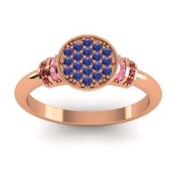 Blue Sapphire Fashion Ring In 18K Rose Gold With Pink Tourmaline And Ruby – Vedika Statement Ring