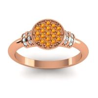 Citrine Fashion Ring In 18K Rose Gold With Lab Diamond And Aquamarine – Vedika Statement Ring