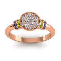 Lab Diamond Fashion Ring In 18K Rose Gold With Peridot And Blue Sapphire – Vedika Statement Ring