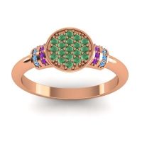 Emerald Fashion Ring In 14K Rose Gold With Amethyst And Swiss Blue Topaz – Vedika Statement Ring