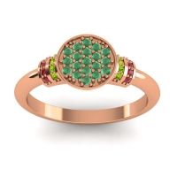 Emerald Fashion Ring In 14K Rose Gold With Peridot And Ruby – Vedika Statement Ring