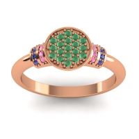 Emerald Fashion Ring In 14K Rose Gold With Pink Tourmaline And Blue Sapphire – Vedika Statement Ring