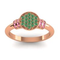 Emerald Fashion Ring In 14K Rose Gold With Pink Tourmaline – Vedika Statement Ring