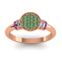 Emerald Fashion Ring In 18K Rose Gold With Swiss Blue Topaz And Amethyst – Vedika Statement Ring