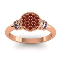 Garnet Fashion Ring In 18K Rose Gold With Lab Diamond And Blue Sapphire – Vedika Statement Ring