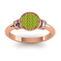 Peridot Fashion Ring In 18K Rose Gold With Blue Sapphire And Diamond – Vedika Statement Ring