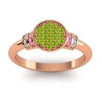 Peridot Fashion Ring In 18K Rose Gold With Pink Tourmaline And Diamond – Vedika Statement Ring