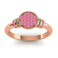Pink Tourmaline Fashion Ring In 14K Rose Gold With Emerald – Vedika Statement Ring