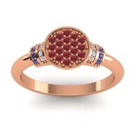 Ruby Fashion Ring In 18K Rose Gold With Diamond And Blue Sapphire – Vedika Statement Ring