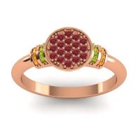 Ruby Fashion Ring In 18K Rose Gold With Peridot And Citrine – Vedika Statement Ring