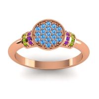 Swiss Blue Topaz Fashion Ring In 18K Rose Gold With Amethyst And Peridot – Vedika Statement Ring