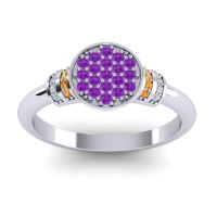 Amethyst Fashion Ring In Palladium With Citrine And Diamond – Vedika Statement Ring