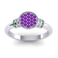 Amethyst Fashion Ring In Palladium With Lab Diamond And Emerald – Vedika Statement Ring