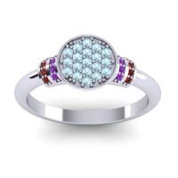 Aquamarine Fashion Ring In Platinum With Amethyst And Garnet – Vedika Statement Ring