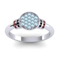 Aquamarine Fashion Ring In Platinum With Black Onyx And Garnet – Vedika Statement Ring