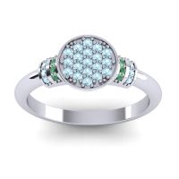 Aquamarine Fashion Ring In Platinum With Emerald – Vedika Statement Ring