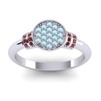 Aquamarine Fashion Ring In Palladium With Garnet And Ruby – Vedika Statement Ring