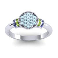 Aquamarine Fashion Ring In Platinum With Peridot And Blue Sapphire – Vedika Statement Ring