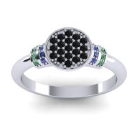 Black Onyx Fashion Ring In 18k White Gold With Blue Sapphire And Emerald – Vedika Statement Ring