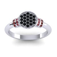 Black Onyx Fashion Ring In Palladium With Ruby And Garnet – Vedika Statement Ring